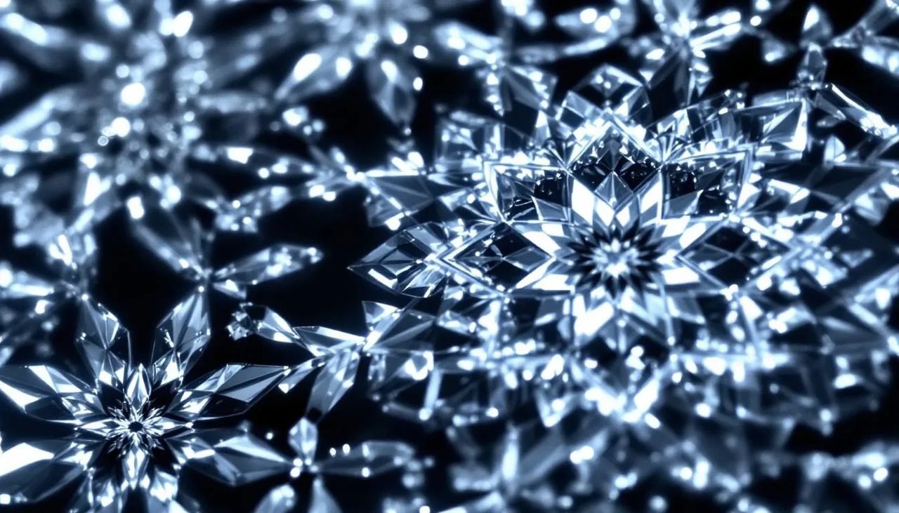 A imagem apresenta detalhes intrincados de cristais egípcios dispostos em padrões geométricos islâmicos, refletindo a beleza e a complexidade da arte árabe. Esses cristais, com suas cores vibrantes, evocam a rica história e a cultura das mesquitas, como a icônica mesquita de Santo Amaro em São Paulo.