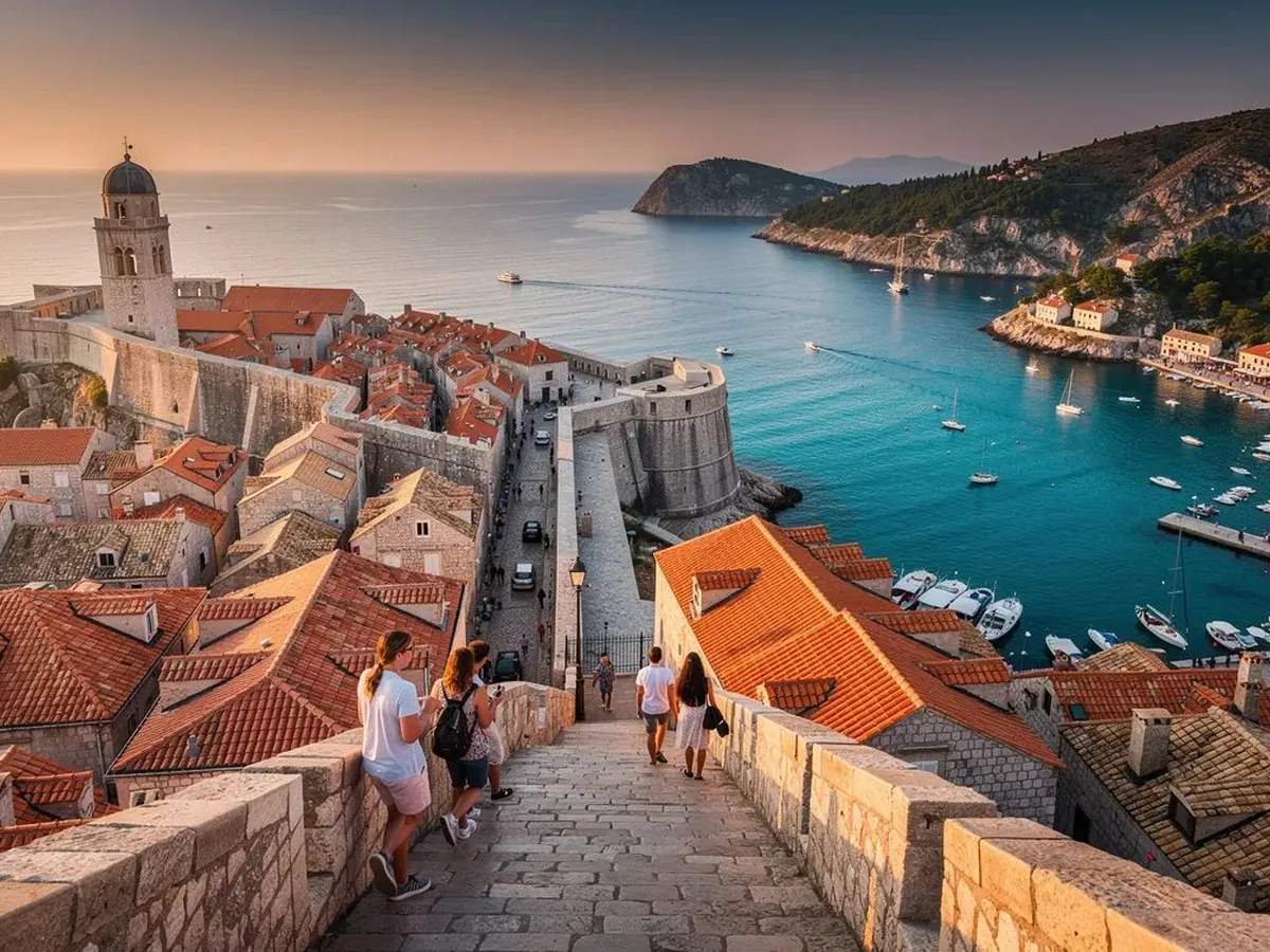 Vista aérea da cidade murada de Dubrovnik, na Croácia