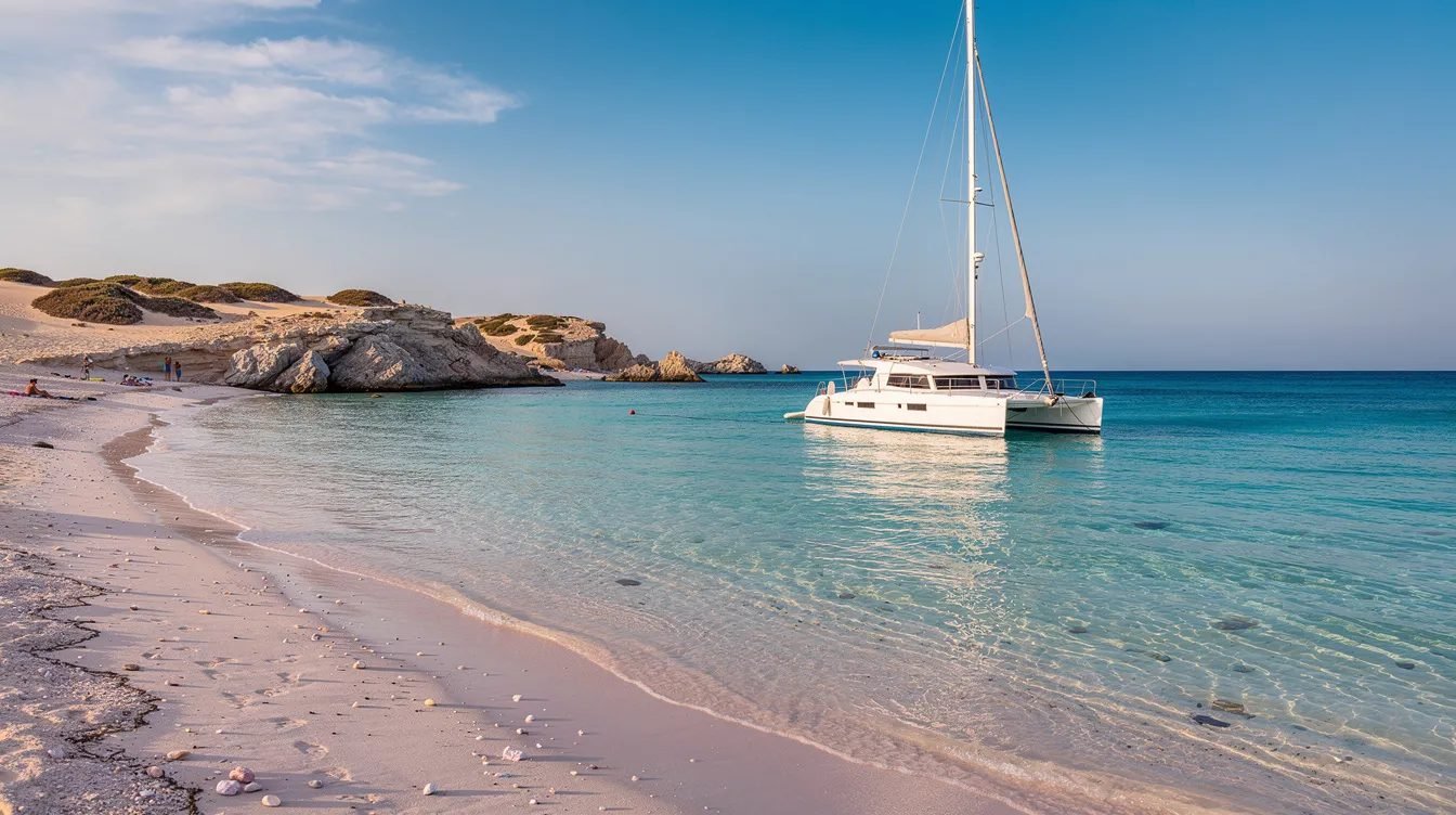 Passeio de Catamarã em Elafonisi, Grécia: Navegue pelas Praias Rosadas de Creta com Refeição Inclusa por apenas 10X R$129,90